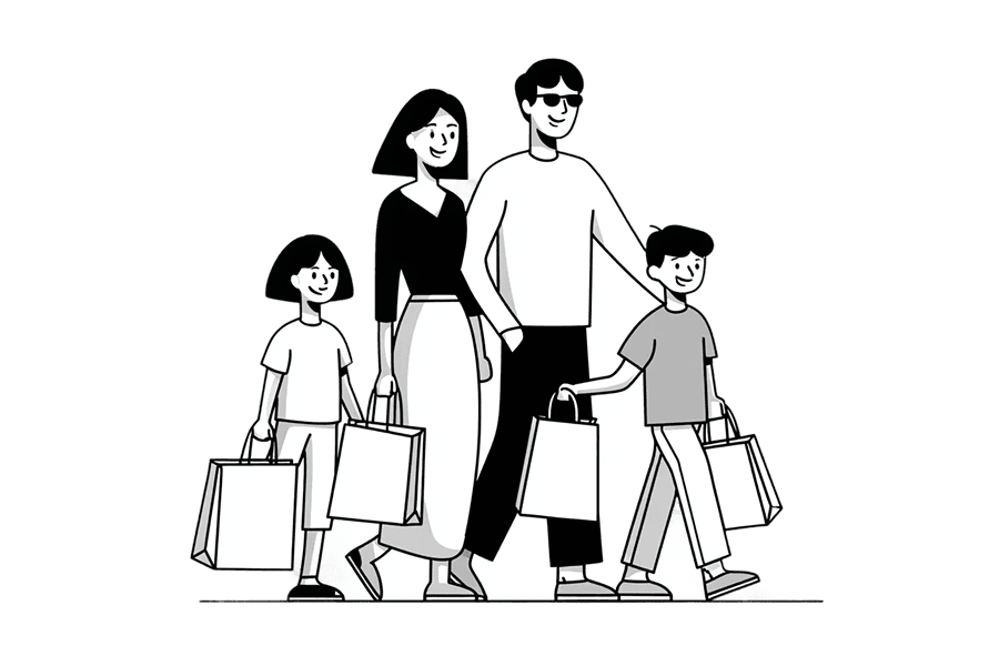 Family shopping illustration